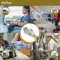 HYFLEX 11-100 Cut-Resistant Foam Nitrile Coated Nylon Gloves withTouchscreen Compatibility for Auto - Grey (1 Pair)