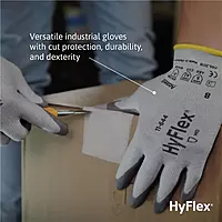Ansell HyFlex 11-644 Mechanical Protection Cut-Resistant Industrial Gloves, XX-Large, White & Grey (1 Pair)
