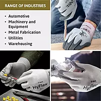 Ansell HyFlex 11-644 Mechanical Protection Cut-Resistant Industrial Gloves, XX-Large, White & Grey (1 Pair)
