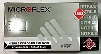 Series Microflex Disposable Gloves: Size Large, 3.9 mil, Uncoated-Coated Nitrile, Industrial Grade, Unpowdered