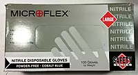 Series Microflex Disposable Gloves: Size Large, 3.9 mil, Uncoated-Coated Nitrile, Industrial Grade, Unpowdered