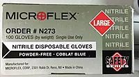 Series Microflex Disposable Gloves: Size Large, 3.9 mil, Uncoated-Coated Nitrile, Industrial Grade, Unpowdered