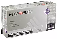 Series Microflex Disposable Gloves: Size X-Large, 3.9 mil, Uncoated-Coated Nitrile, Industrial Grade, Unpowdered