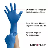 Ansell MICROFLEX SafeGrip SG-375 Extra Thick Disposable Latex Gloves for Life Sciences