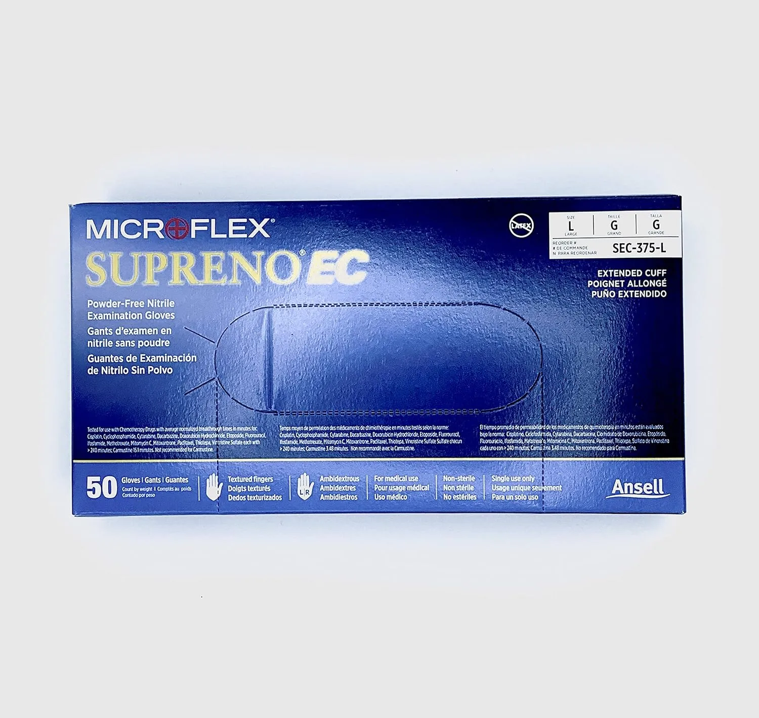Disposable Glove: Series Microflex Supreno, Size Large, 11.0 mil, Not Coated, Latex, Medical Grade, Powder-Free