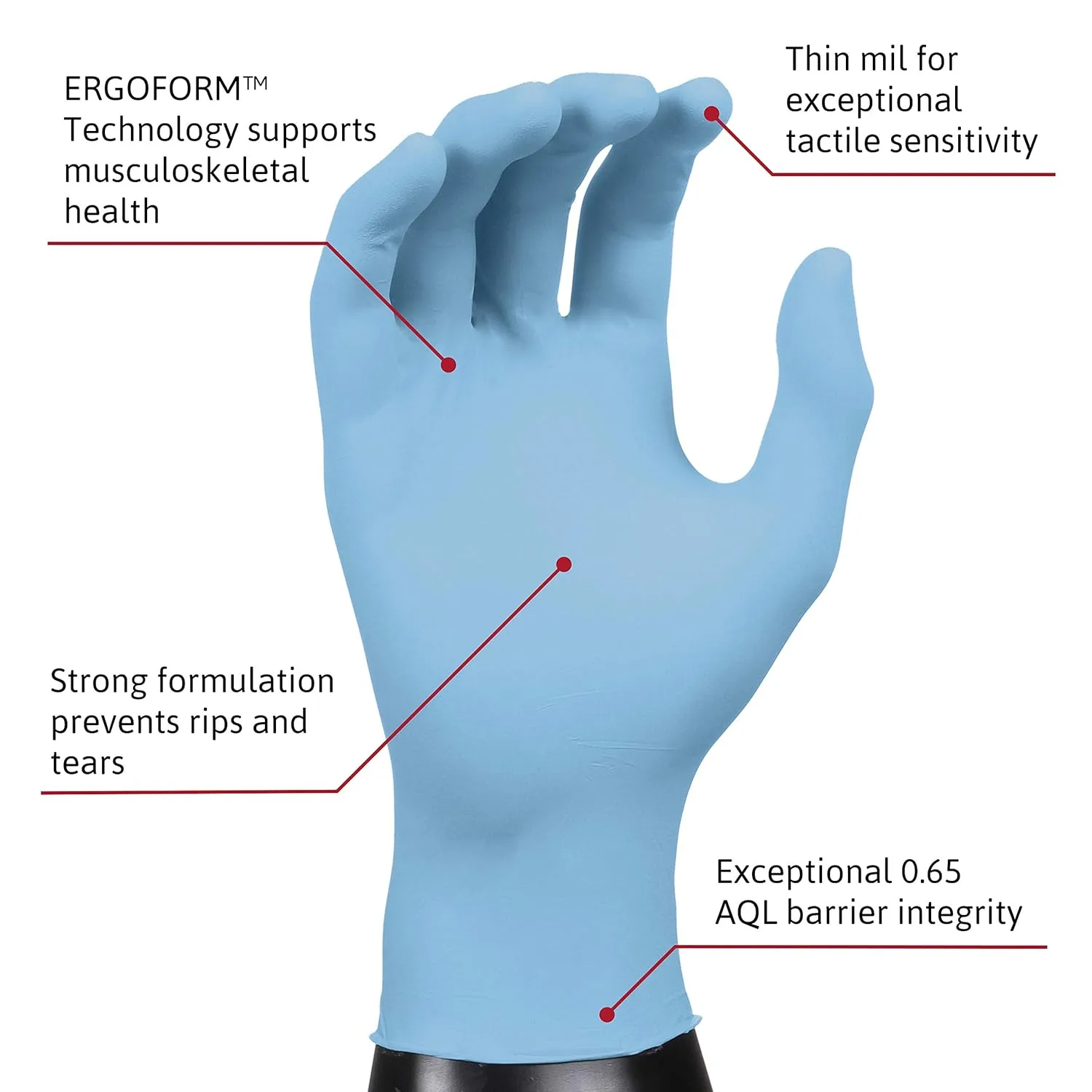 Microflex XCEED XC-310 Nitrile Gloves - Disposable, Non-Latex, Powder Free, Size M (pack of 250)