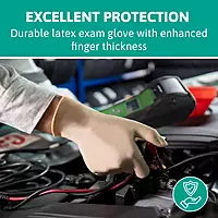 TouchNTuff Ansell Conform 69-210 Latex Glove, Powdered, Disposable, Rolled Beaded Cuff, 9" Length, 5 mils Thick