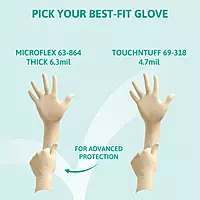 TouchNTuff Ansell Conform 69-210 Latex Glove, Powdered, Disposable, Rolled Beaded Cuff, 9" Length, 5 mils Thick