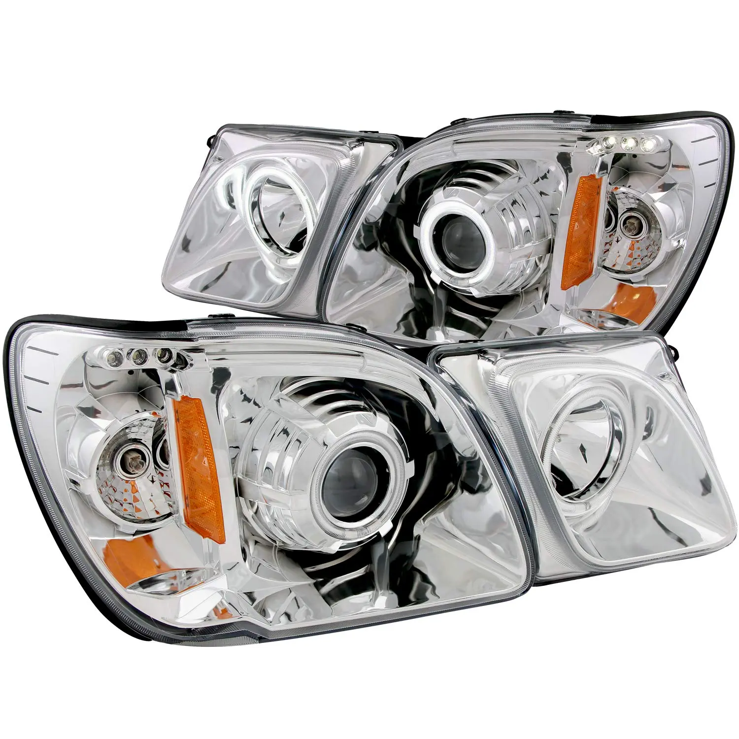 AnzoUSA 111169 Chrome Clear Projector Halo Headlight for Lexus LX470 (Sold in Pairs)