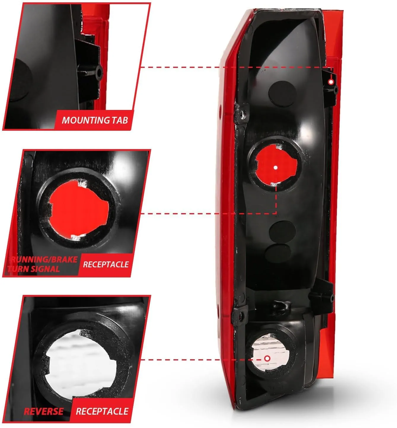 ANZO 311306 Tail Light Assembly - Red/Clear Lens for Ford Bronco
