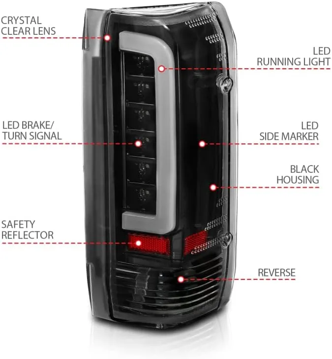 ANZO (311350) 1987-1996 Ford F-150 LED Taillights Black Housing Clear (Pair)