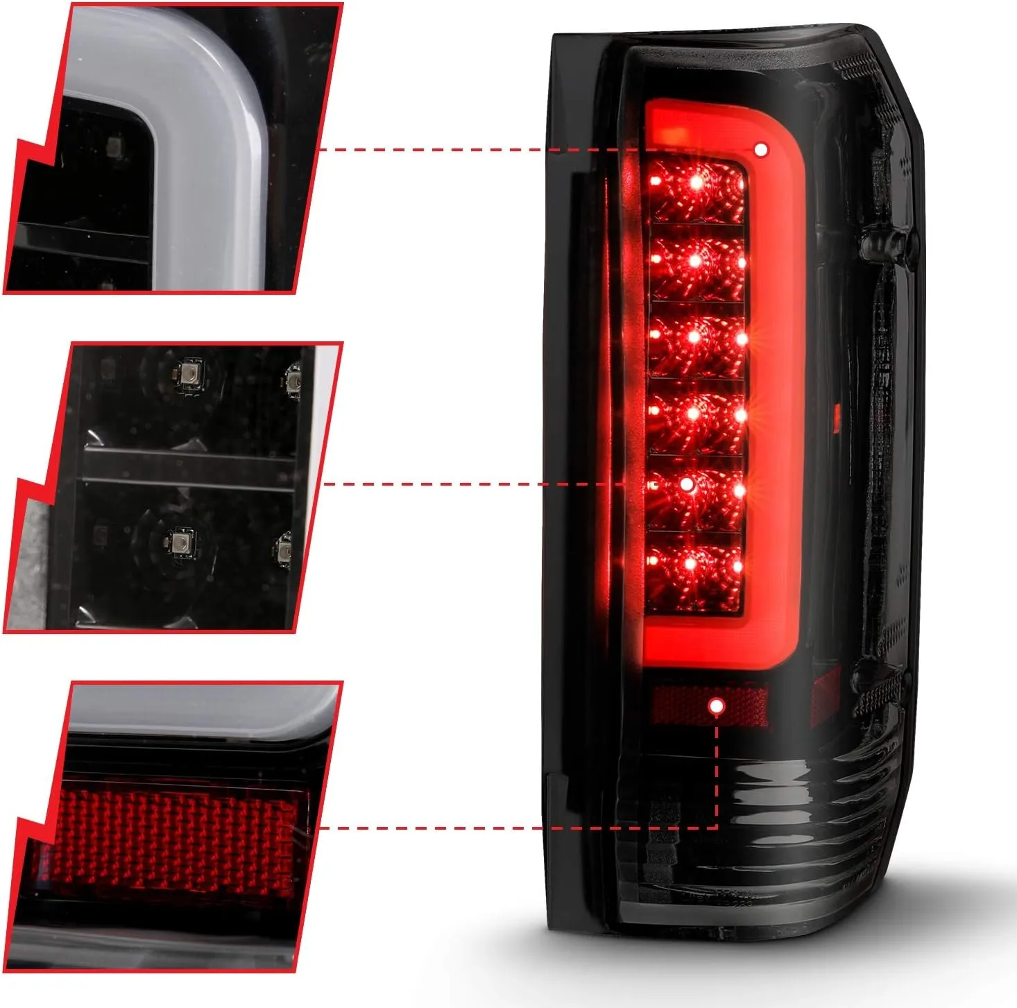 ANZO (311351) 1987-1996 Ford F-150 LED Taillights Black Housing Smoke Lens (Pair)