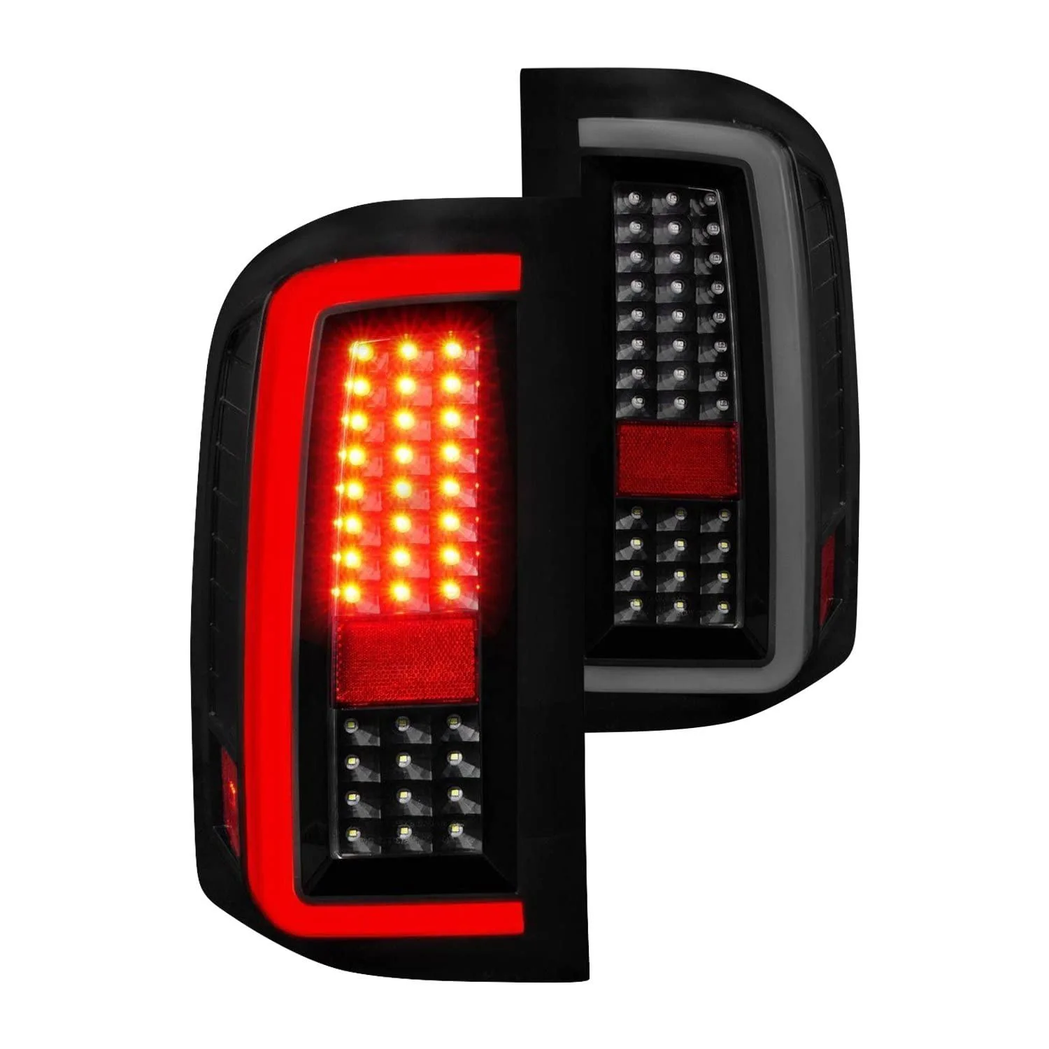 ANZO 2007-2013 Chevrolet Silverado1500/ 2500/3500 LED Tail Lights w/Light Bar Black Housing Smoke