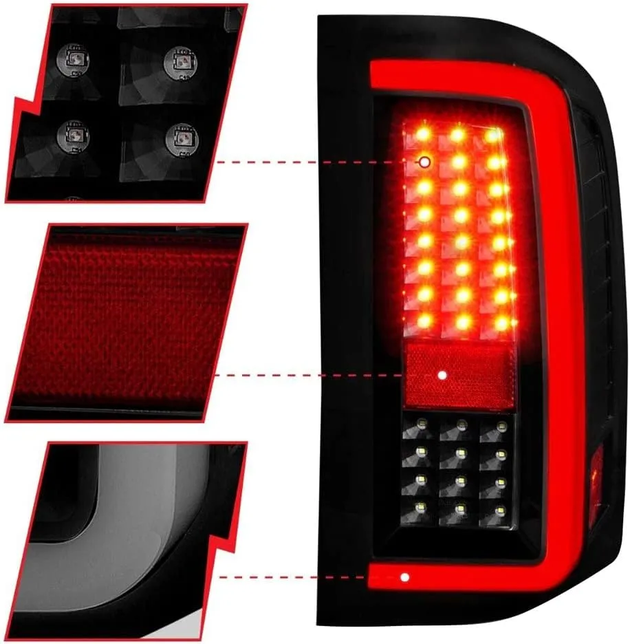 ANZO 2007-2013 Chevrolet Silverado1500/ 2500/3500 LED Tail Lights w/Light Bar Black Housing Smoke