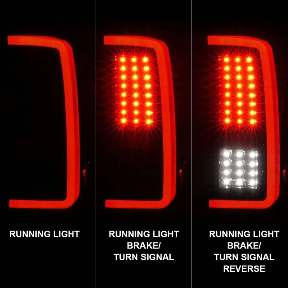 ANZO 2007-2013 Chevrolet Silverado1500/ 2500/3500 LED Tail Lights w/Light Bar Black Housing Smoke
