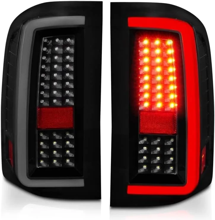 ANZO 2007-2013 Chevrolet Silverado1500/ 2500/3500 LED Tail Lights w/Light Bar Black Housing Smoke