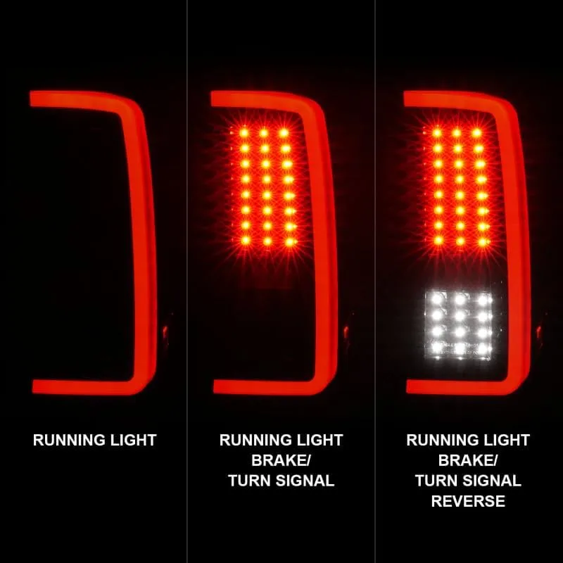 ANZO 2007-2013 Chevrolet Silverado1500/ 2500/3500 LED Tail Lights w/Light Bar Black Housing Smoke