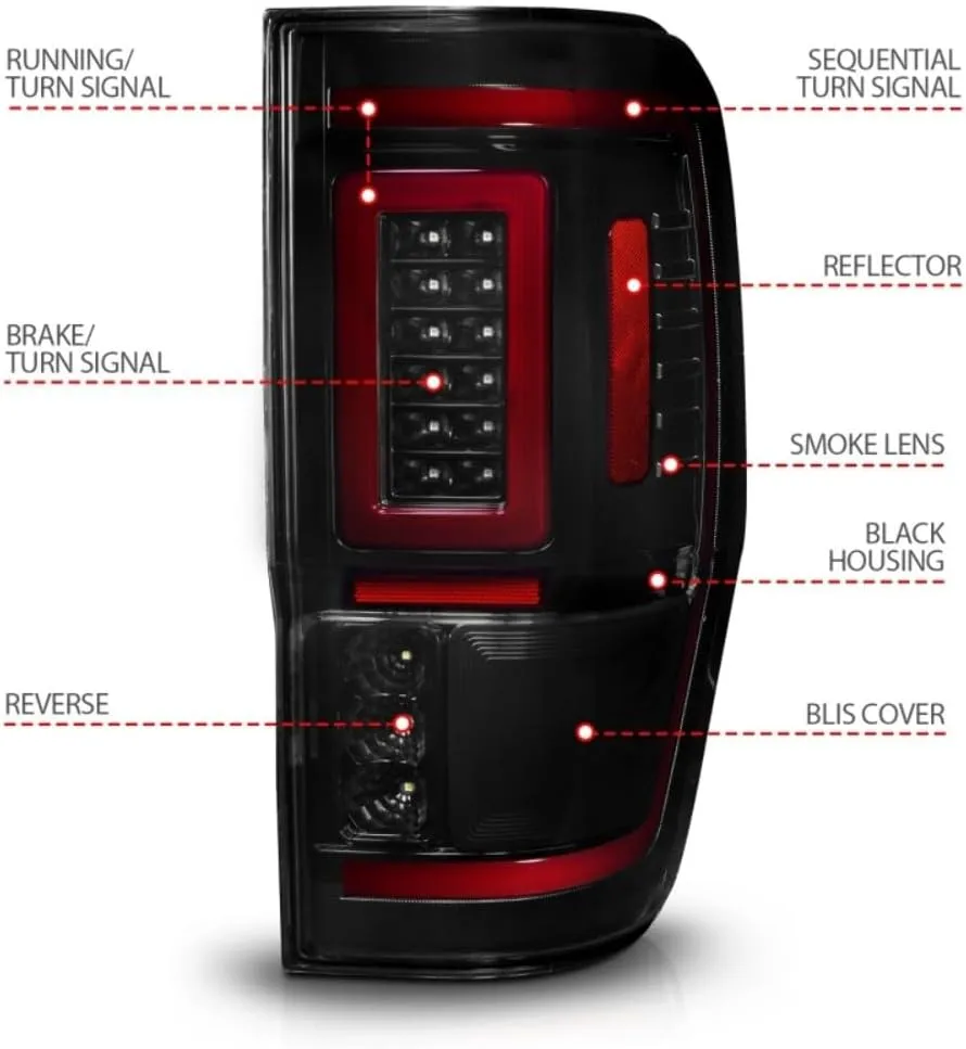 ANZO Black/Smoke LED Tail Light Assembly for Ranger 2019-2022