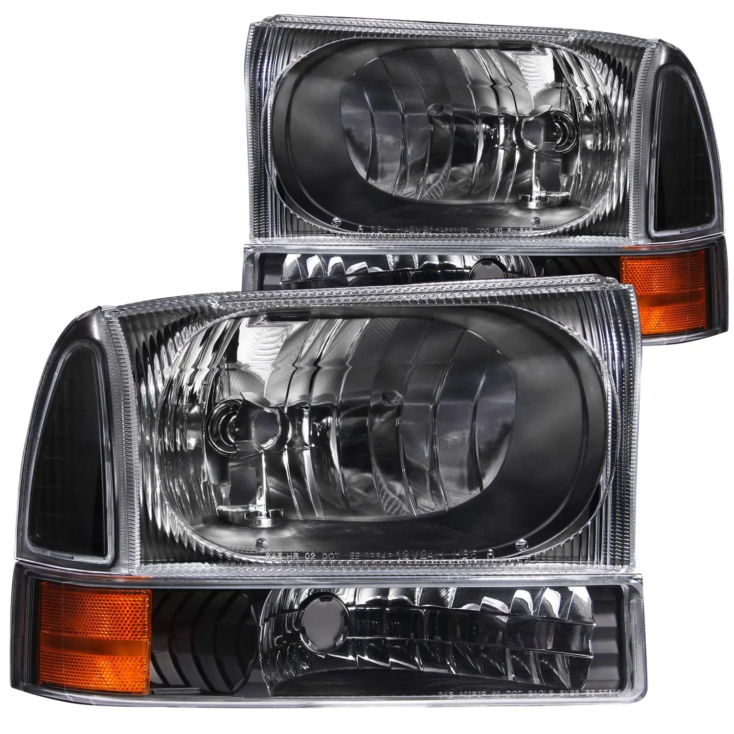 ANZO USA Ford Projector Headlight Assembly with Clear Glass Lens and Corner Amber