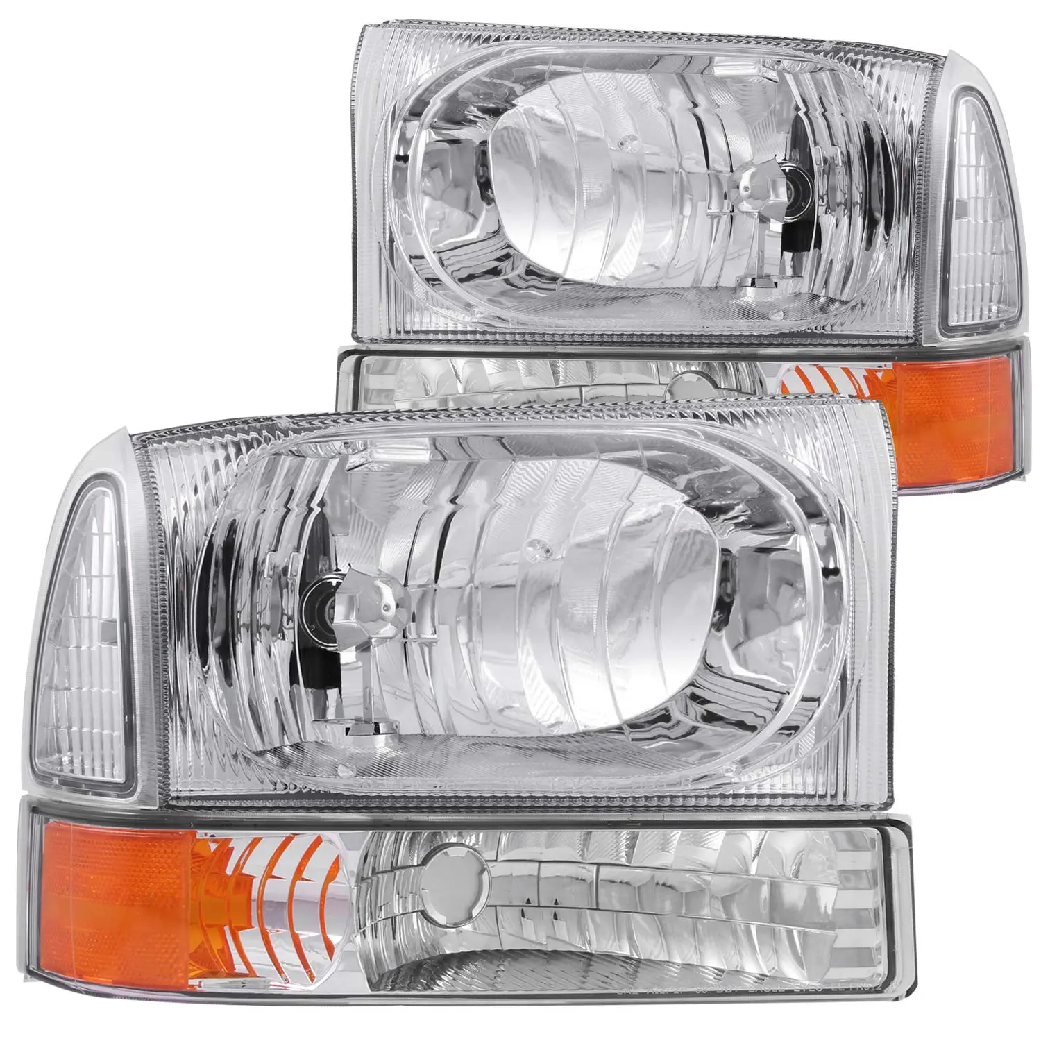 ANZO USA Ford Projector Headlight Assembly with Clear Glass Lens and Corner Amber