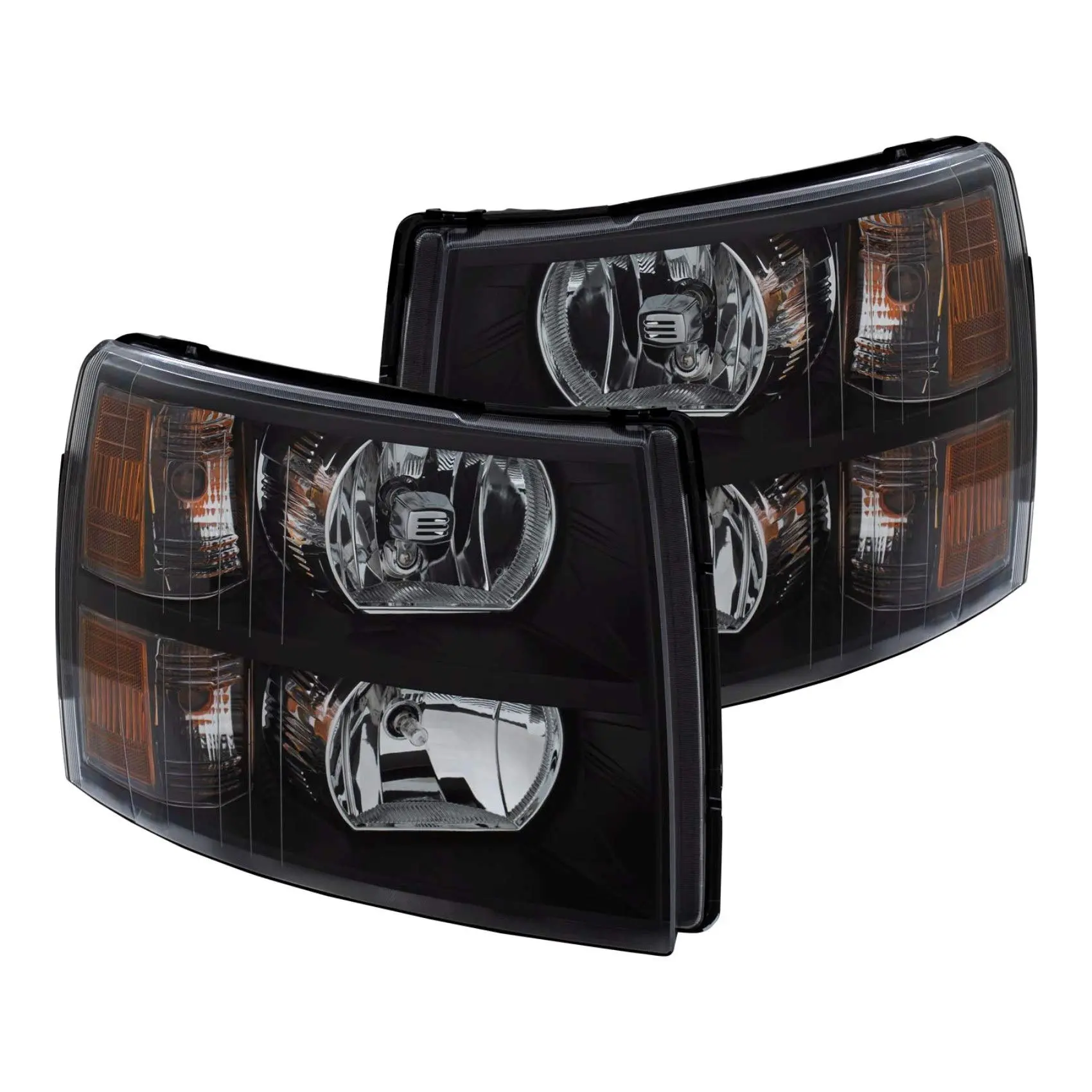 Anzo USA 111393 Crystal Headlight Set Clear Lens Black Housing White/Amber Crystal Headlight Set