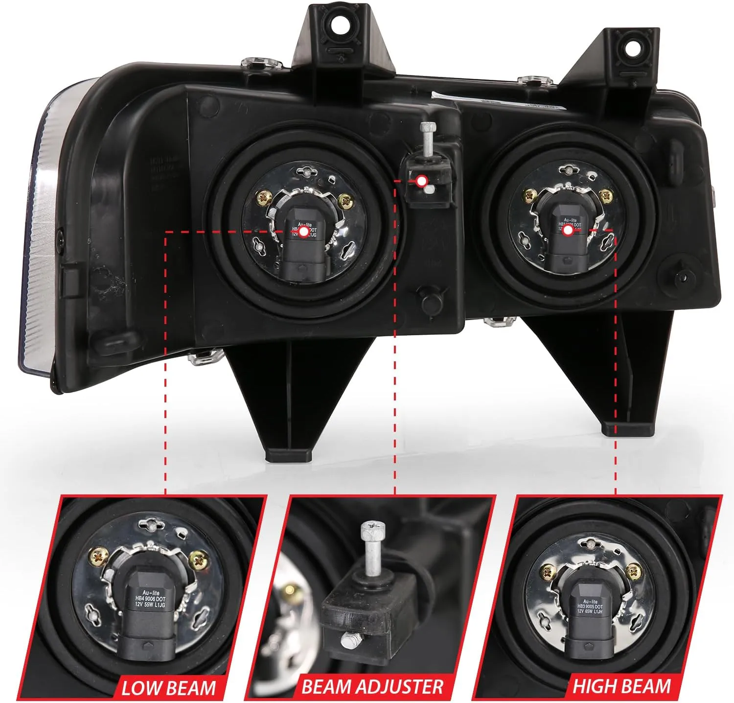 ANZO USA 111474 CHEVY EXPRESS/GMC SAVANA 2003-2017 CRYSTAL HEADLIGHTS BLACK