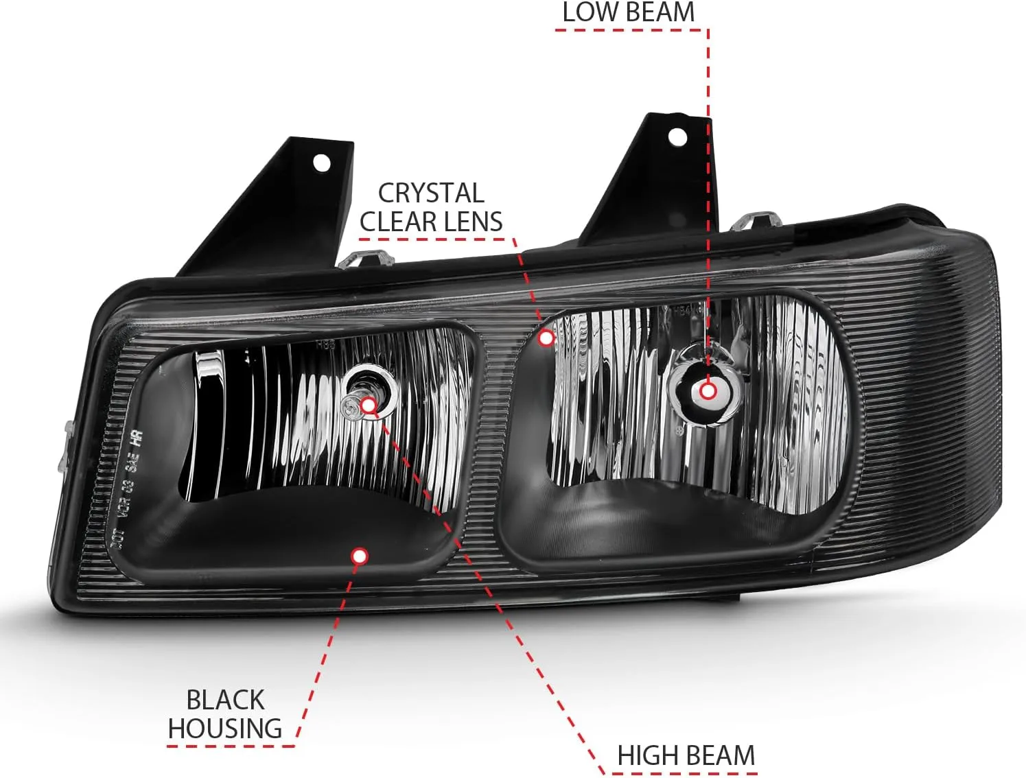 ANZO USA 111474 CHEVY EXPRESS/GMC SAVANA 2003-2017 CRYSTAL HEADLIGHTS BLACK