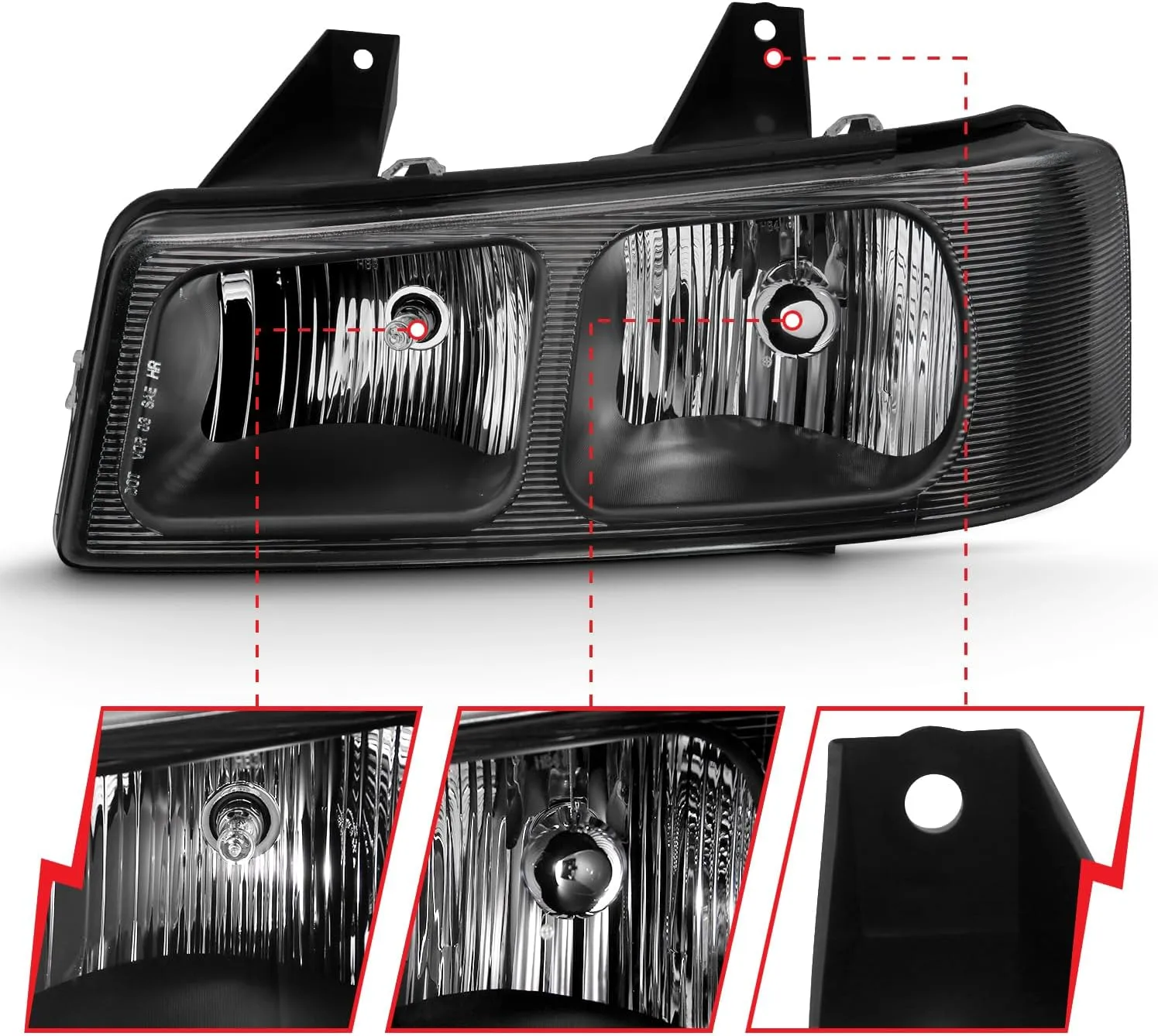ANZO USA 111474 CHEVY EXPRESS/GMC SAVANA 2003-2017 CRYSTAL HEADLIGHTS BLACK