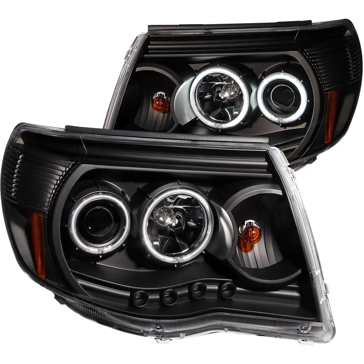 AnzoUSA 121282 Black Clear Projector Halo Headlight for Toyota Tacoma - (Sold in Pairs)