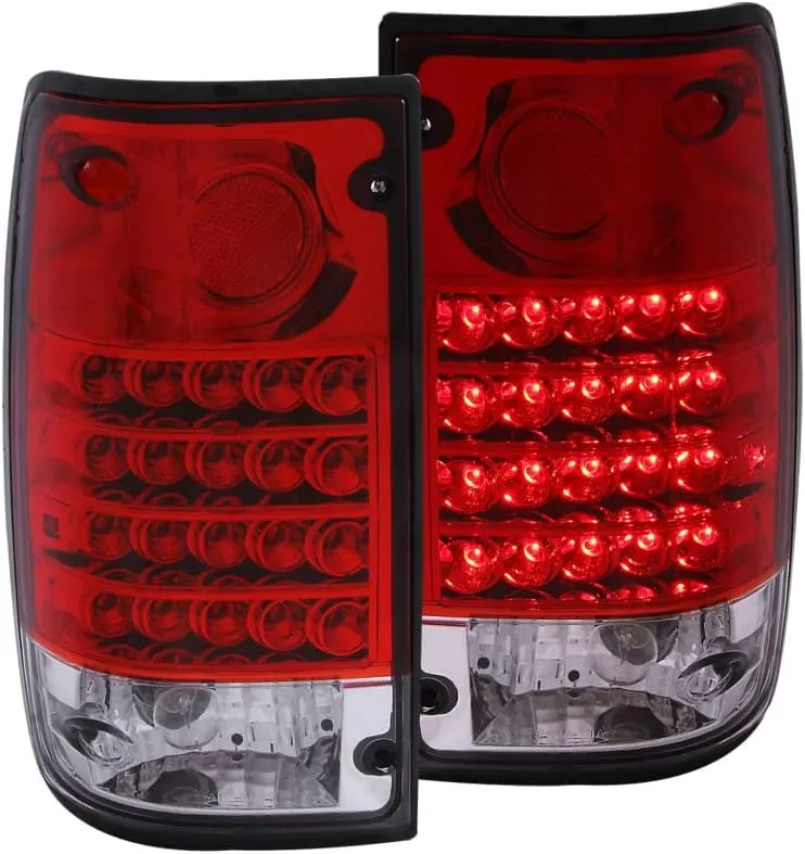 ANZO USA 311043 Chrome LED Tail Light Set-Red/Clear Lens