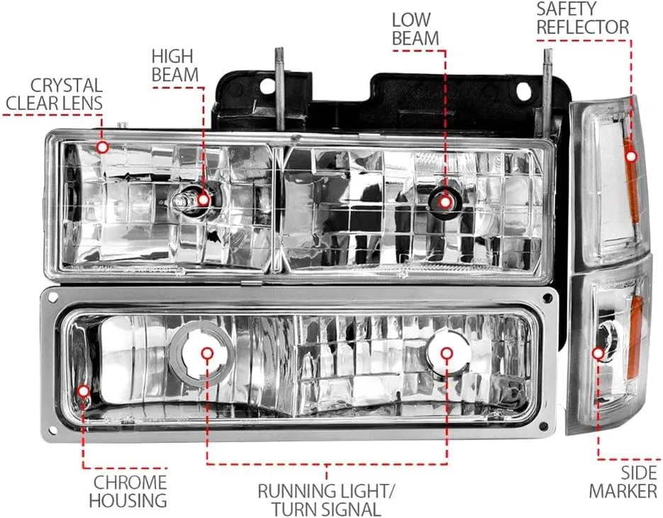 Anzo USA - 88-98 Chevrolet C1500 Crystal Headlights Chrome w/Signal and Side Marker Lights (111506)