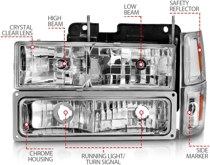 Anzo USA - 88-98 Chevrolet C1500 Crystal Headlights Chrome w/Signal and Side Marker Lights (111506)