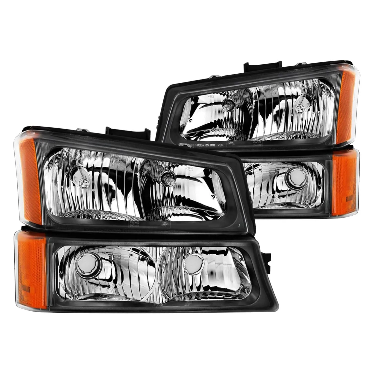 ANZO USA CHEVY SILVERADO 03-06 CRYSTAL HEADLIGHTS W/PARKING/SIGNAL LIGHT BLACK (4 PCS)