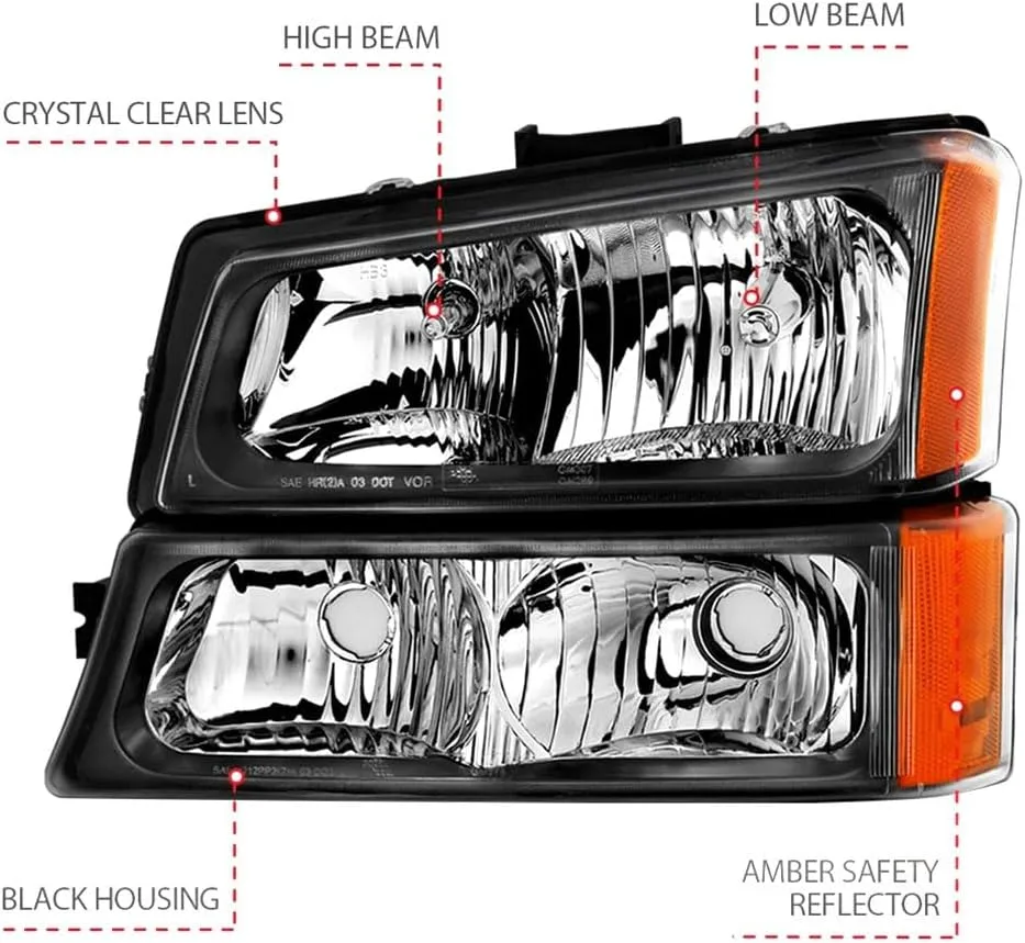 ANZO USA CHEVY SILVERADO 03-06 CRYSTAL HEADLIGHTS W/PARKING/SIGNAL LIGHT BLACK (4 PCS)