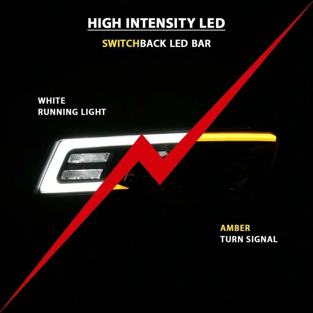 ANZO USA JEEP GRAND CHEROKEE 17-22 PROJECTOR SWITCHBACK LED PLANK STYLE HEADLIGHTS BLACK (NOT FOR HID MODELS)