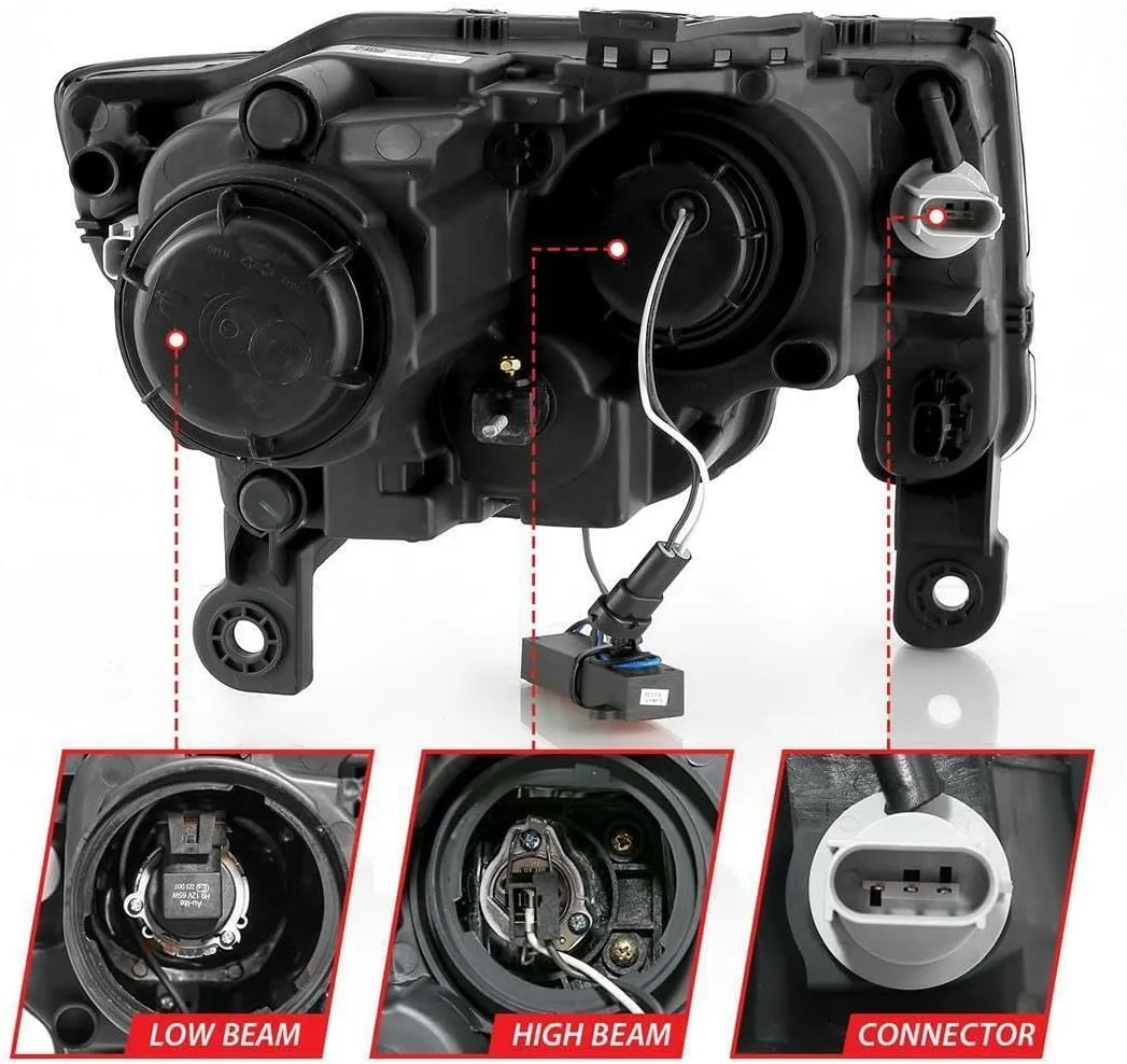 ANZO USA JEEP GRAND CHEROKEE 17-22 PROJECTOR SWITCHBACK LED PLANK STYLE HEADLIGHTS BLACK (NOT FOR HID MODELS)
