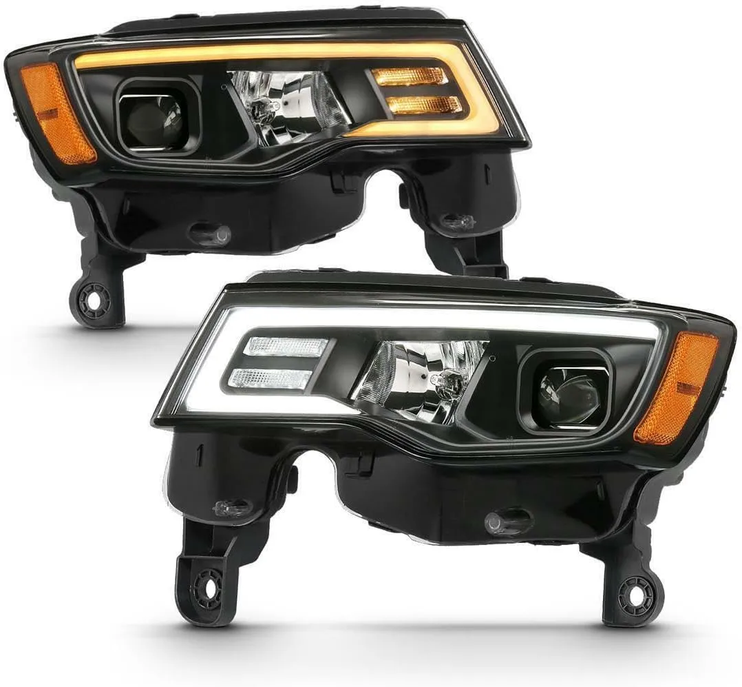 ANZO USA JEEP GRAND CHEROKEE 17-22 PROJECTOR SWITCHBACK LED PLANK STYLE HEADLIGHTS BLACK (NOT FOR HID MODELS)