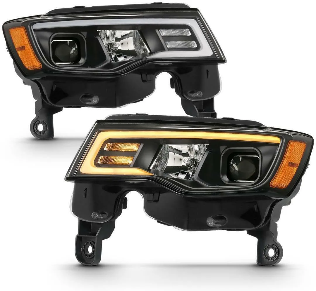 ANZO USA JEEP GRAND CHEROKEE 17-22 PROJECTOR SWITCHBACK LED PLANK STYLE HEADLIGHTS BLACK (NOT FOR HID MODELS)