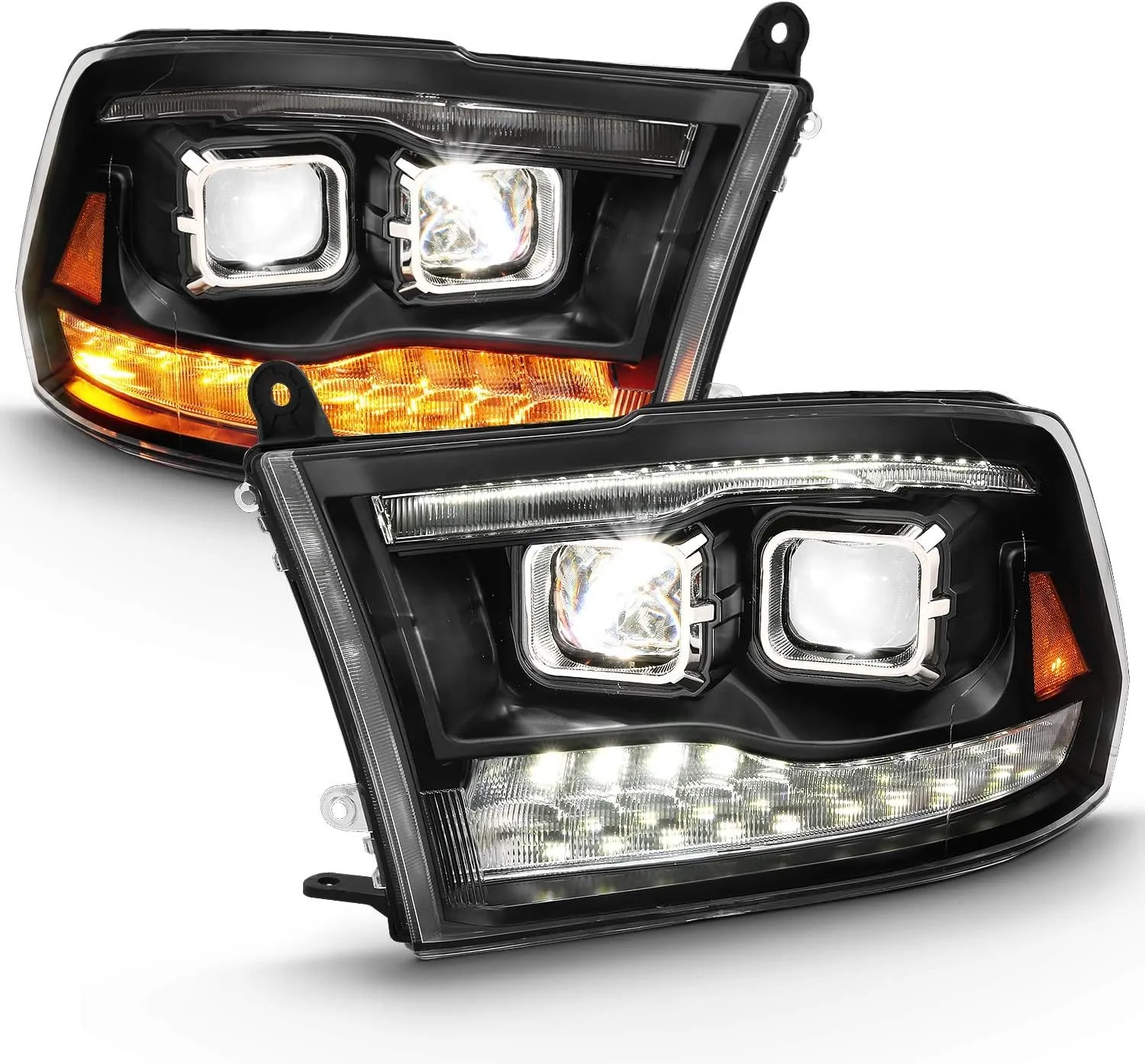 ANZO USA LED PROJECTOR PLANK STYLE SWITCHBACK H.L HALO BLACK AMBER (OE STYLE)