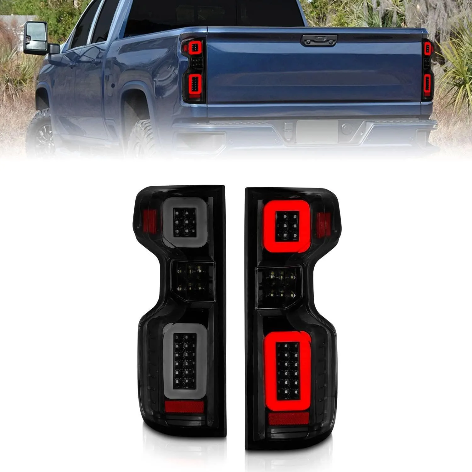 ANZO USA Aridex - 19-21 Chevy Silverado Full LED Tailights Black Housing Smoke Lens G2 (w/C Light Bars) (311415)