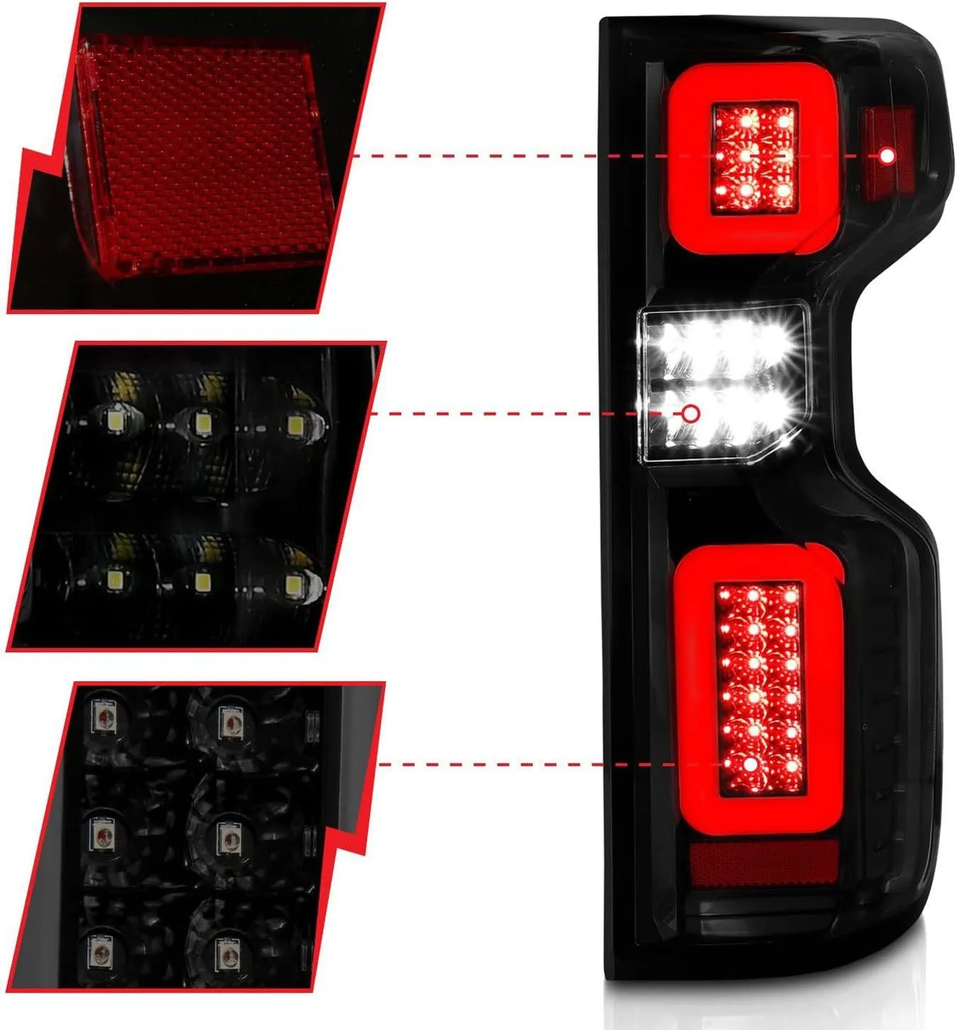 ANZO USA Aridex - 19-21 Chevy Silverado Full LED Tailights Black Housing Smoke Lens G2 (w/C Light Bars) (311415)