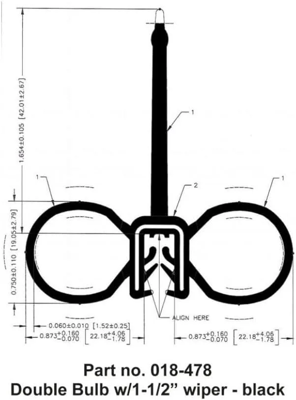 AP Products 018-478 Double Bulb Seal with Slide-On Clip , Black