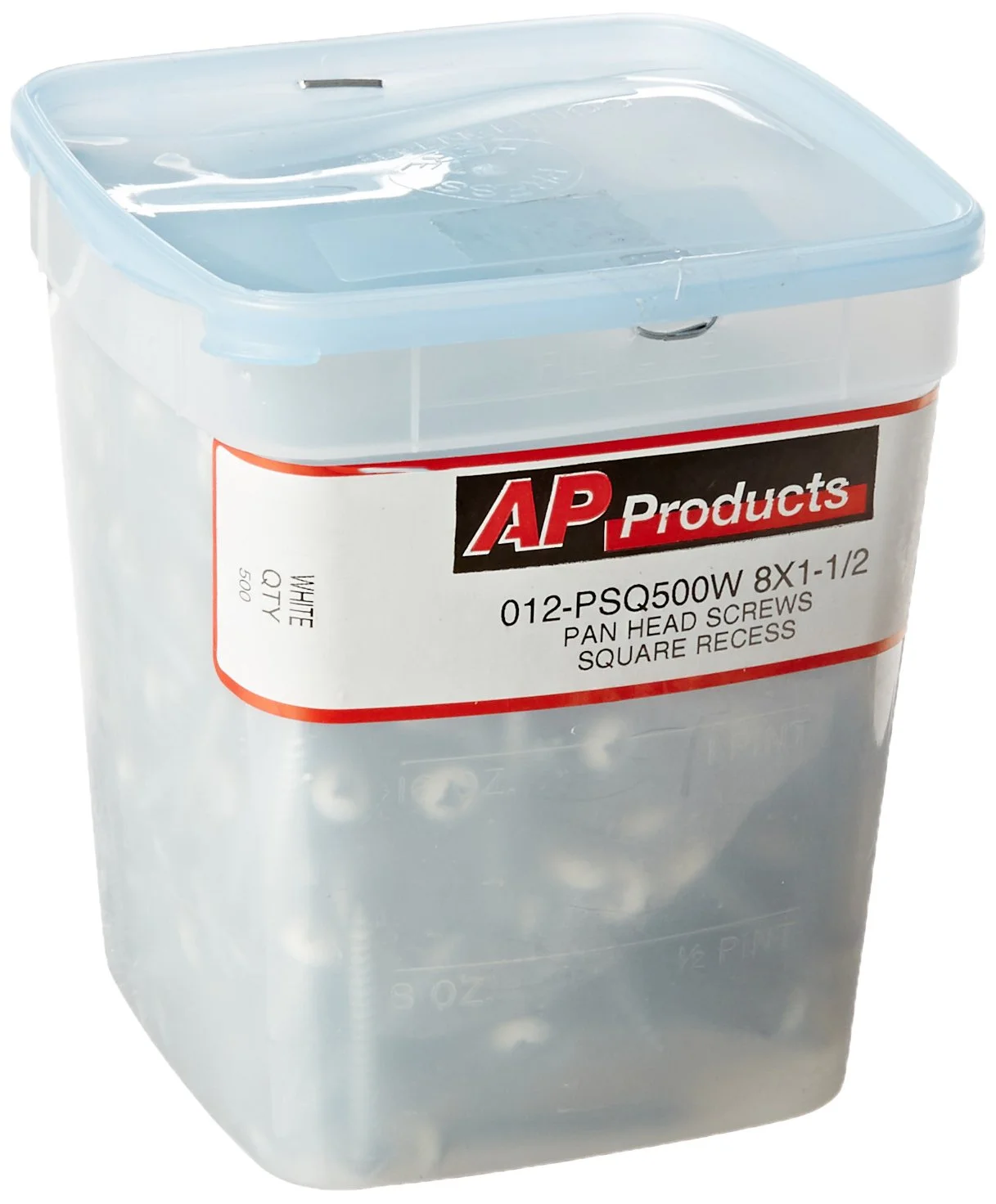 AP Products 012-PSQ500W White 1-1/2" Square Pan Head Screw, (Pack of 500)