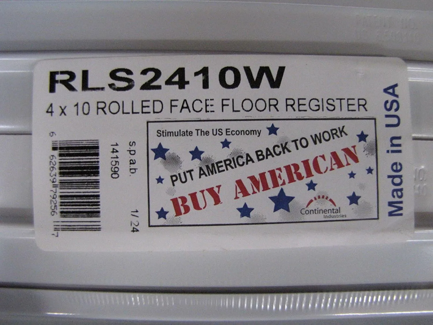 4 X 10 White Floor Register - Metal with Closable Damper