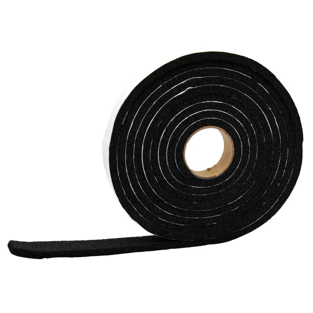 AP Products Vinyl Foam Weatherstripping Tape, Black, 50'