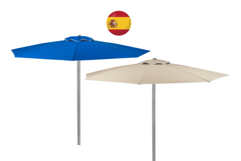 Pamela Sun Umbrella | Polyamide Stick | Blue / Khaki Fabric | 200 cm Dia | Balliu