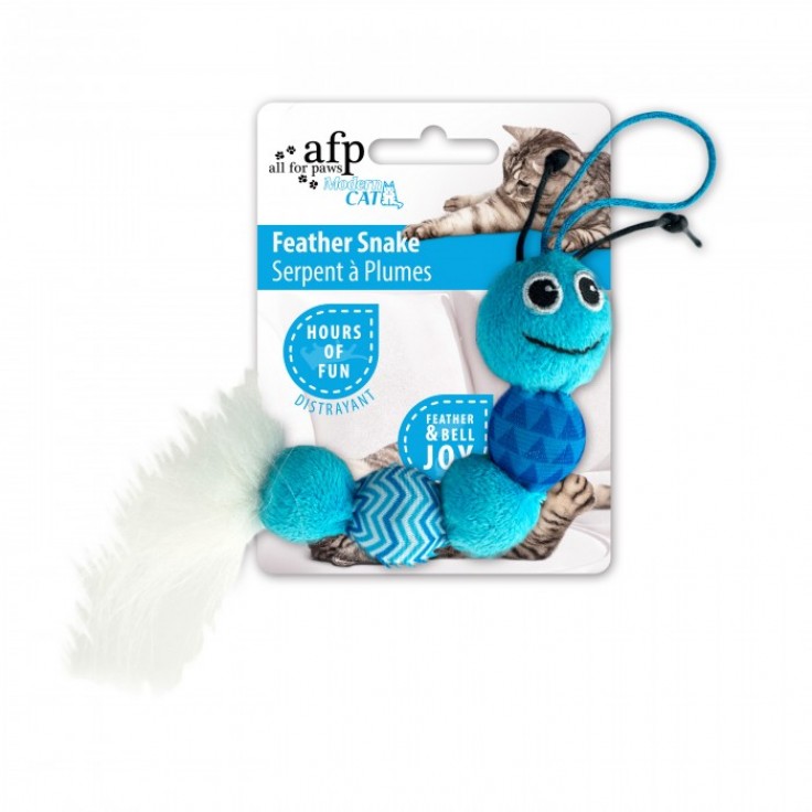 ALL FOR PAWS FEATHER SNAKE - BLUE ALL FOR PAWS FEATHER SNAKE - BLUE