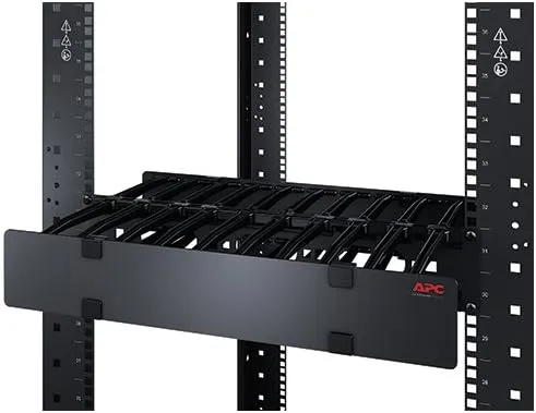 APC NetShelter Cable Management, Horizontal Cable Manager, 1U, Single Side with Cover, Black, 483x 44x 110 mm - AR8602A