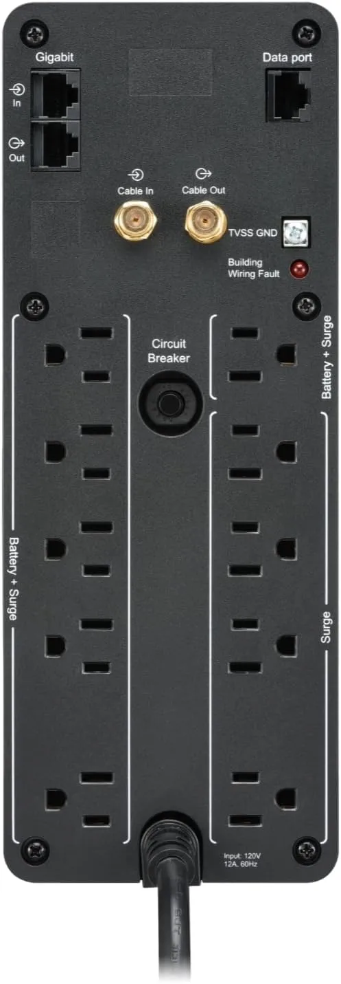 APC BR1000MS Back-UPS Pro 10-Outlet UPS, 1,000VA/600W