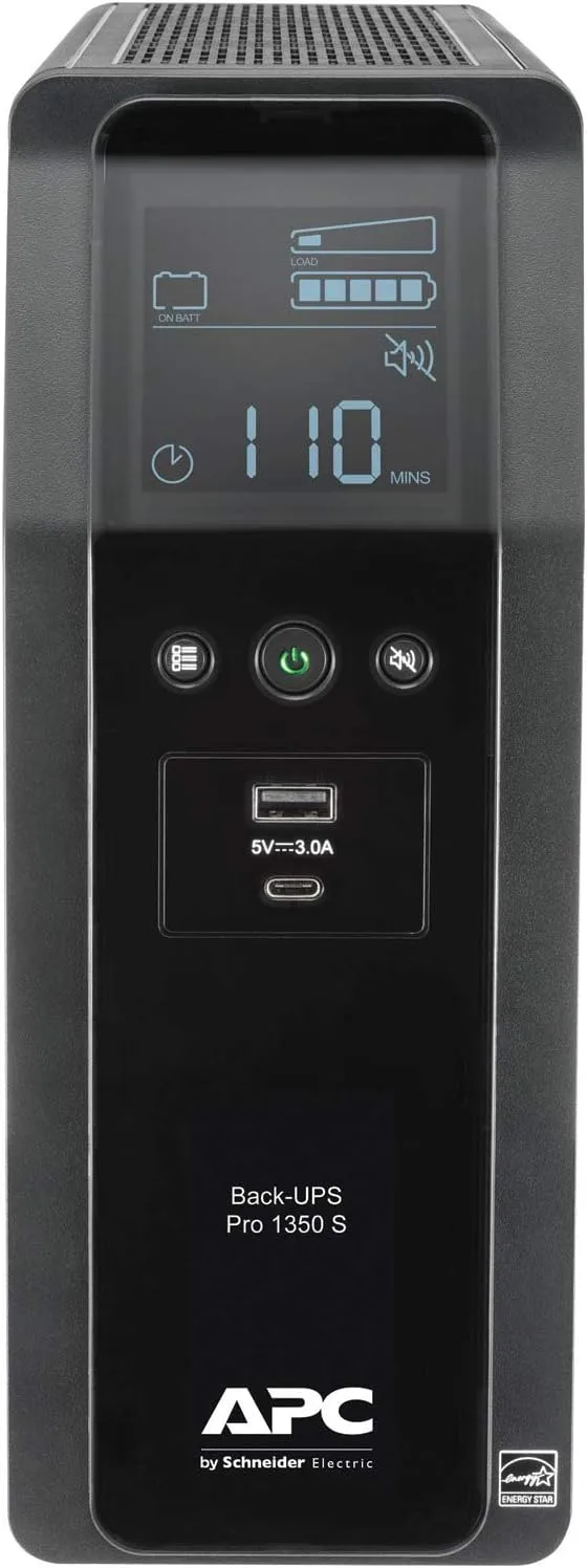 APC 1350VA Sine Wave UPS Battery Backup Surge Protector with APC UPS Battery Replacement 1350VA Surge Protector+ Battery